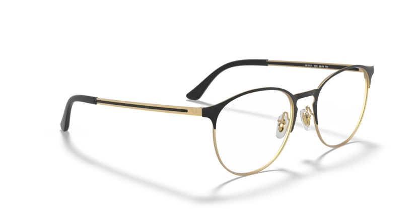 Óculos de Grau Ray-Ban 0RX6375 - 53 - Preto fosco sobre ouro - 3051