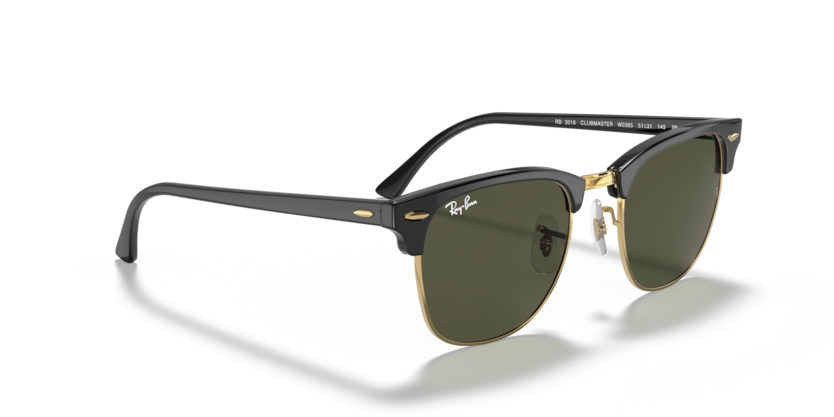 Óculos de Sol Ray-Ban Clubmaster RB3016L - 55 - Preto sobre ouro - W0365