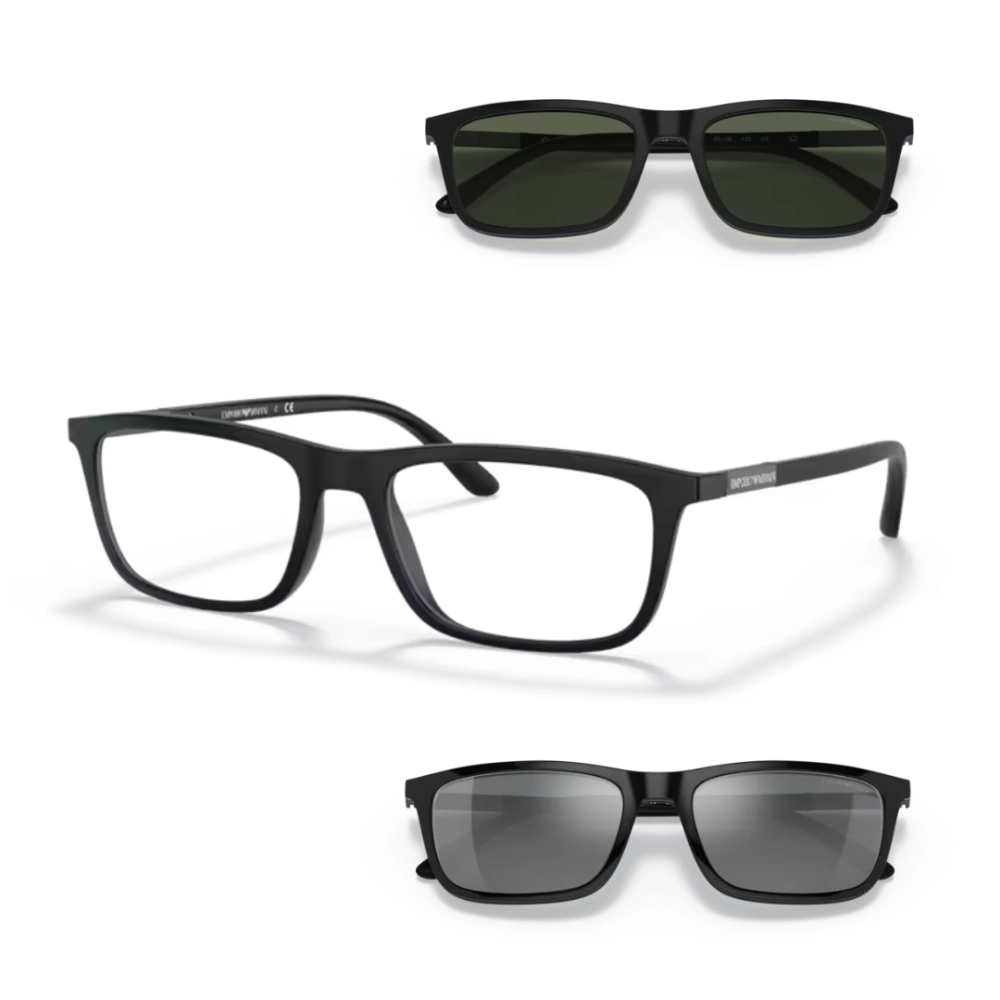 Óculos de Grau Clip-On Emporio Armani EA4160 - 55 - Preto fosco - 50421W