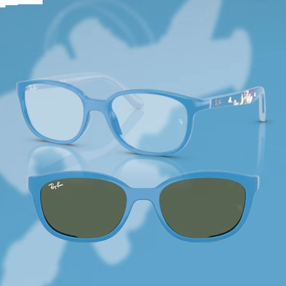 Óculos de Grau com Clip-On Ray-Ban Junior 0RY1632 - 48 - Azul-celeste e azul-celeste emborrachado - 7509