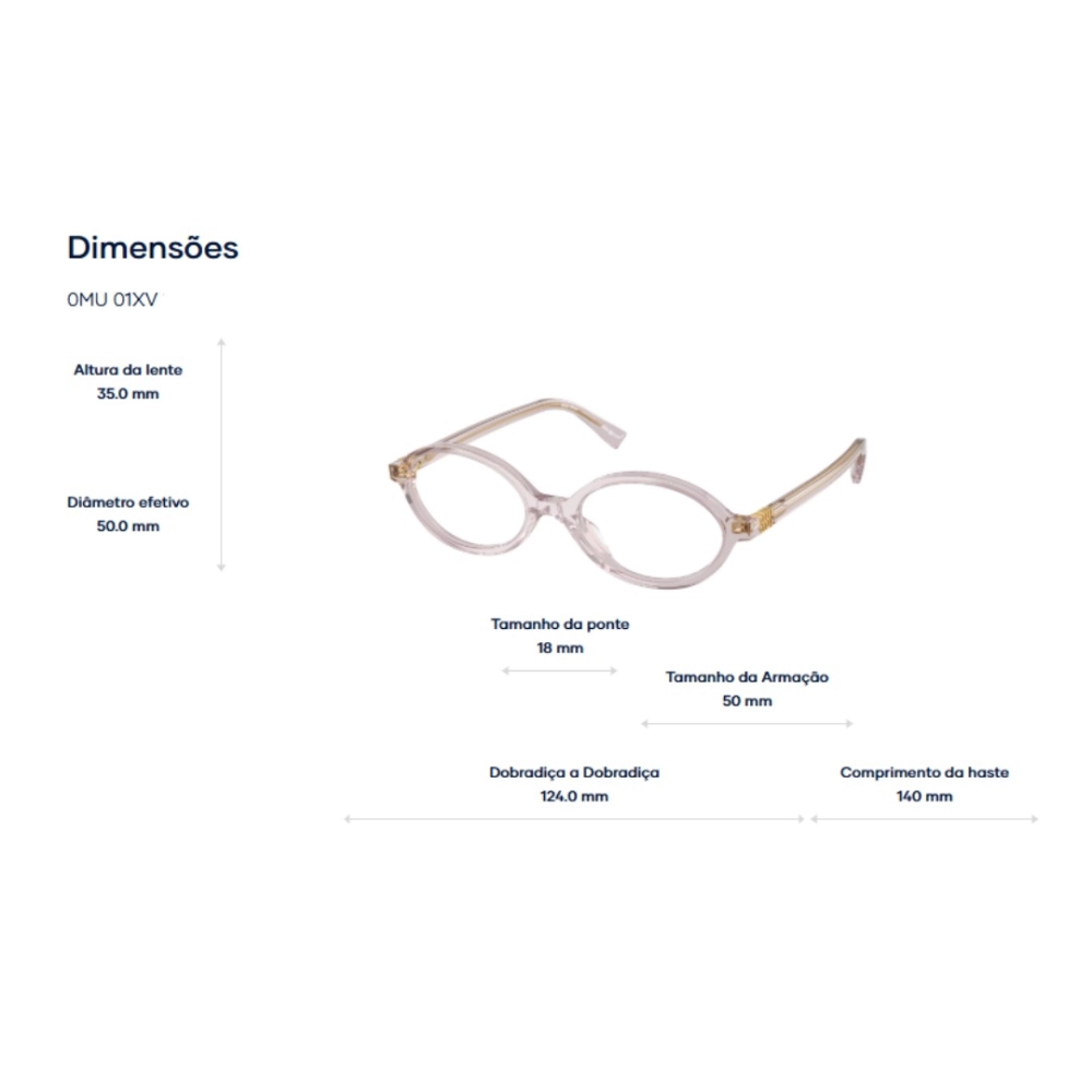 Óculos de Grau Miu Miu MU 01XV - 52 - Malva-transparente - 12W1O1