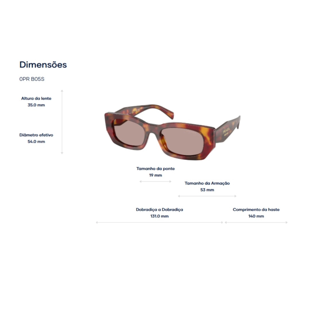 Óculos de Sol Prada PR B05S - 53 - Preto - 09Q08Z | Óticas Visão